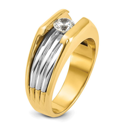 14K Two-Tone Gold Herren-Diamantring mit 0,5 ct