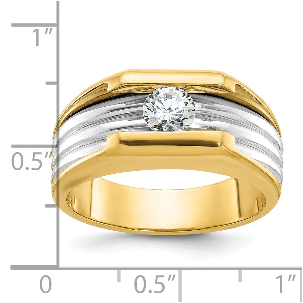 14K Two-Tone Gold Herren-Diamantring mit 0,5 ct