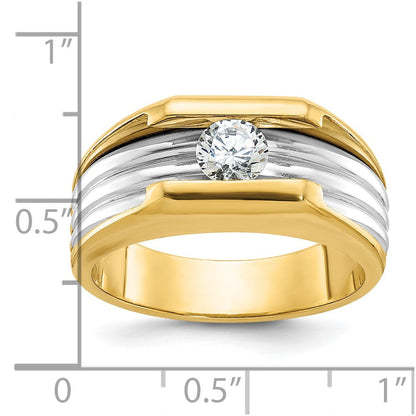 14K Two-Tone Gold Herren-Diamantring mit 0,5 ct