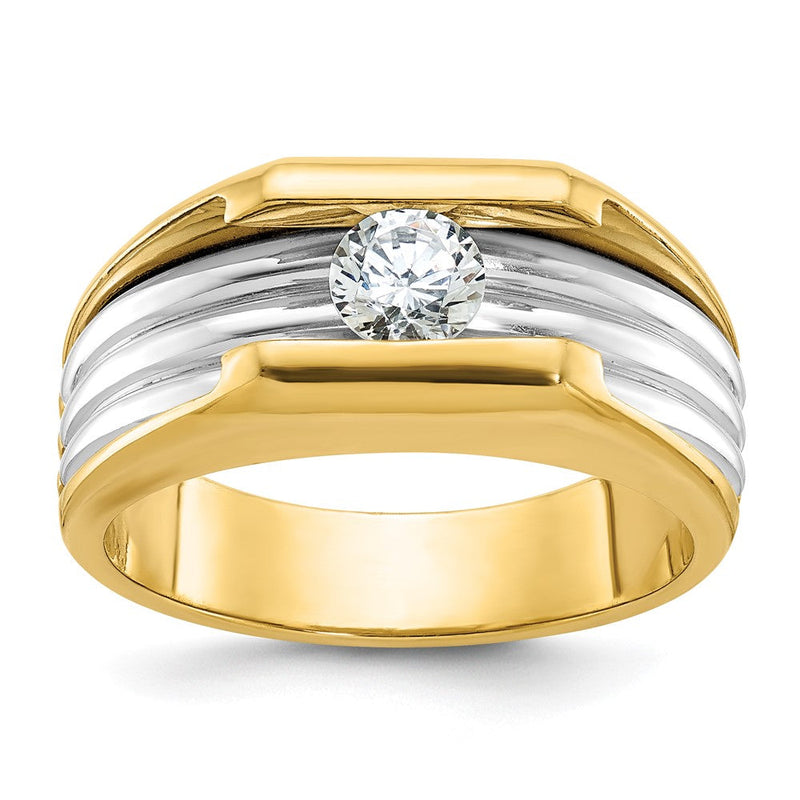 14K Two-Tone Gold Herren-Diamantring mit 0,5 ct