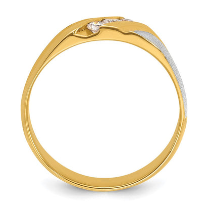14K bicolor Herren-Ring, poliert und satiniert, mit 0,25K Diamant komplett besetzt