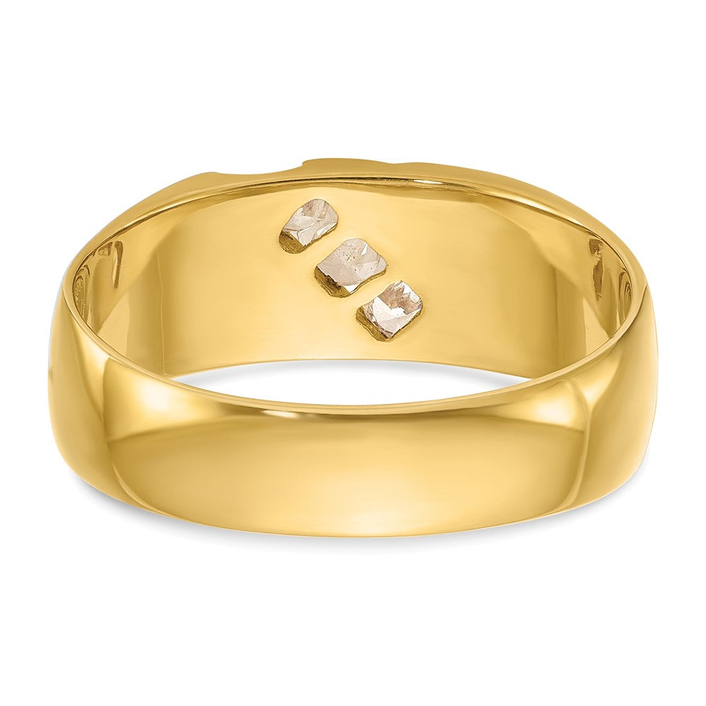 14K bicolor Herren-Ring, poliert und satiniert, mit 0,25K Diamant komplett besetzt