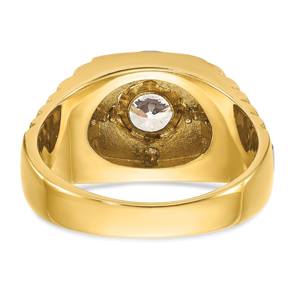 14K Bicolor Herrenring mit 1 ct. laborgezüchtetem Diamant, VS/SI+ G+, poliert, satiniert und strukturiert