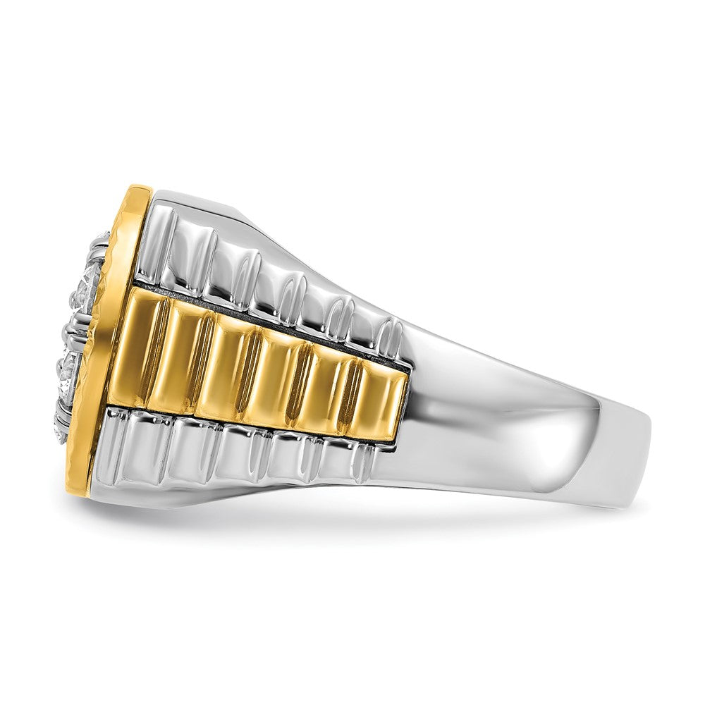 14K Bicolor-Gold Herren-Ring mit 1K Diamant, komplett besetzt