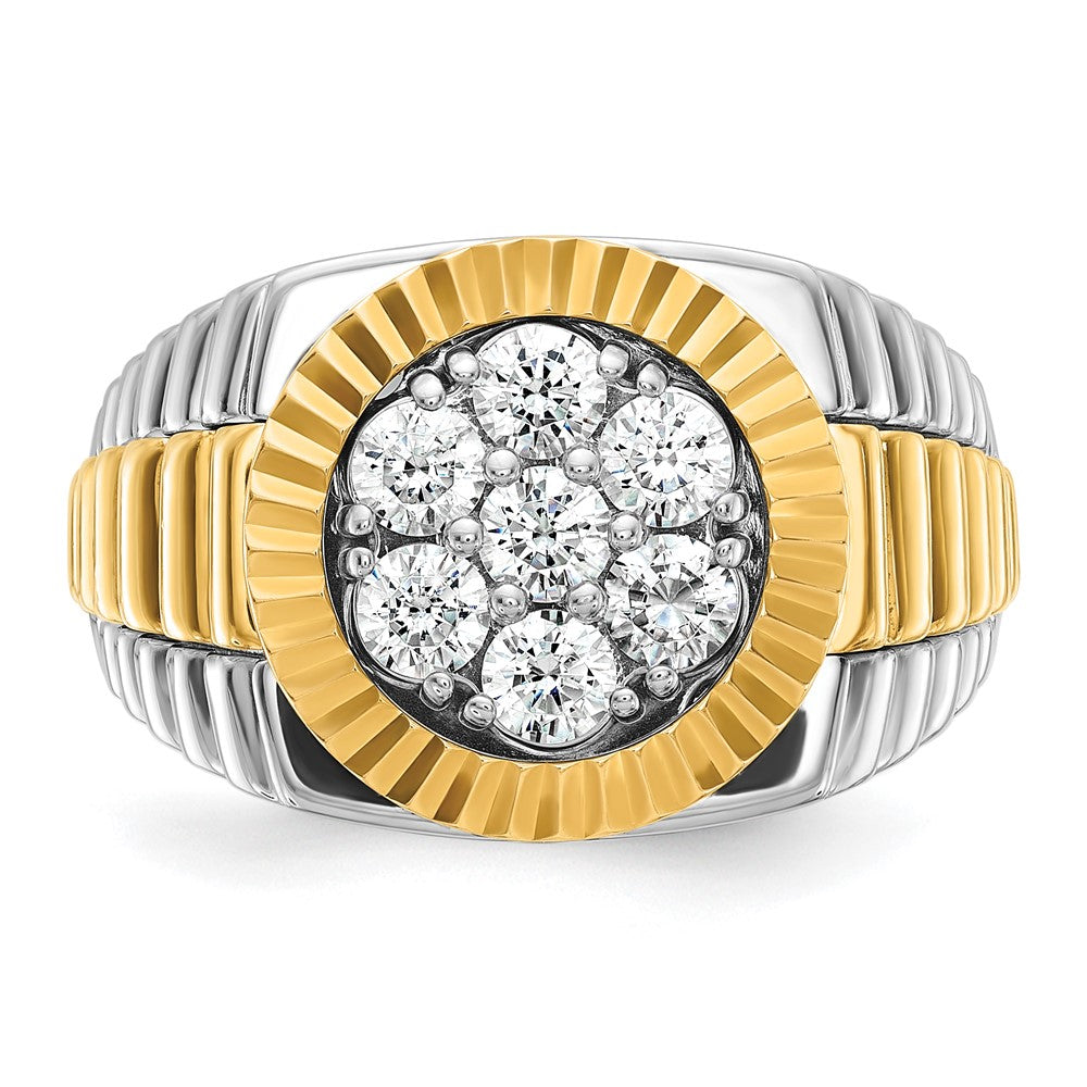 14K Bicolor-Gold Herren-Ring mit 1K Diamant, komplett besetzt