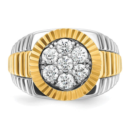 14K Bicolor-Gold Herren-Ring mit 1K Diamant, komplett besetzt
