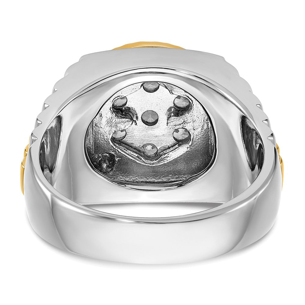 14K Bicolor-Gold Herren-Ring mit 1K Diamant, komplett besetzt