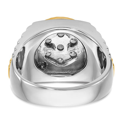 14K Bicolor-Gold Herren-Ring mit 1K Diamant, komplett besetzt