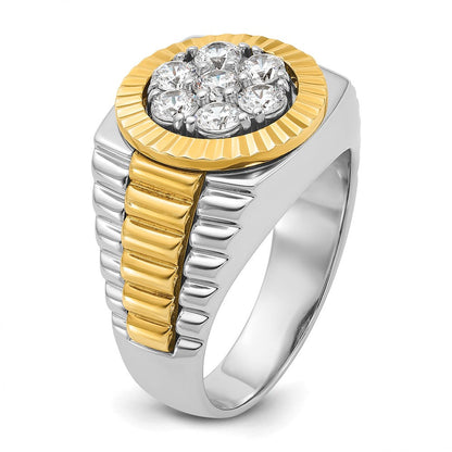 14K Bicolor-Gold Herren-Ring mit 1K Diamant, komplett besetzt