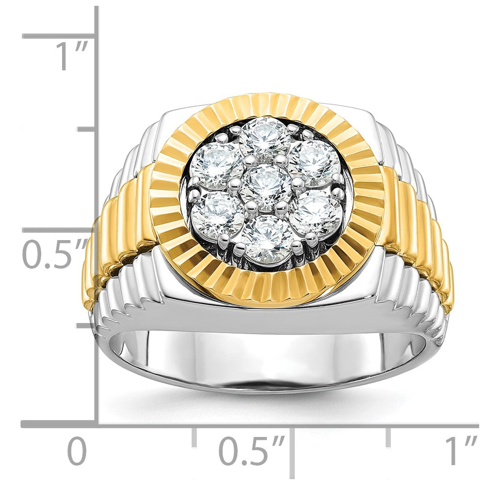 14K Bicolor-Gold Herren-Ring mit 1K Diamant, komplett besetzt