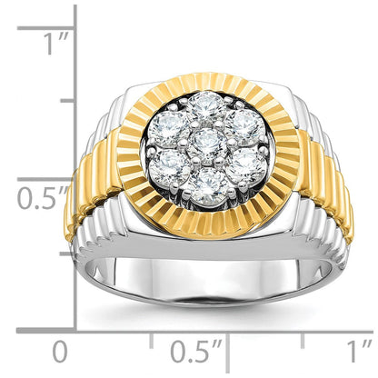 14K Bicolor-Gold Herren-Ring mit 1K Diamant, komplett besetzt