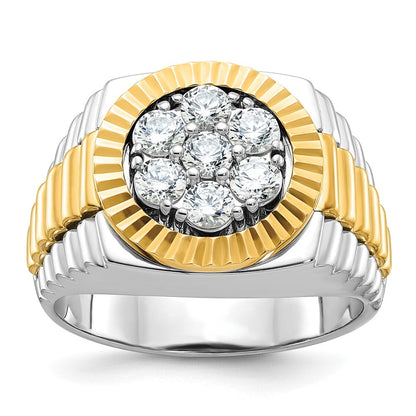 14K Bicolor-Gold Herren-Ring mit 1K Diamant, komplett besetzt