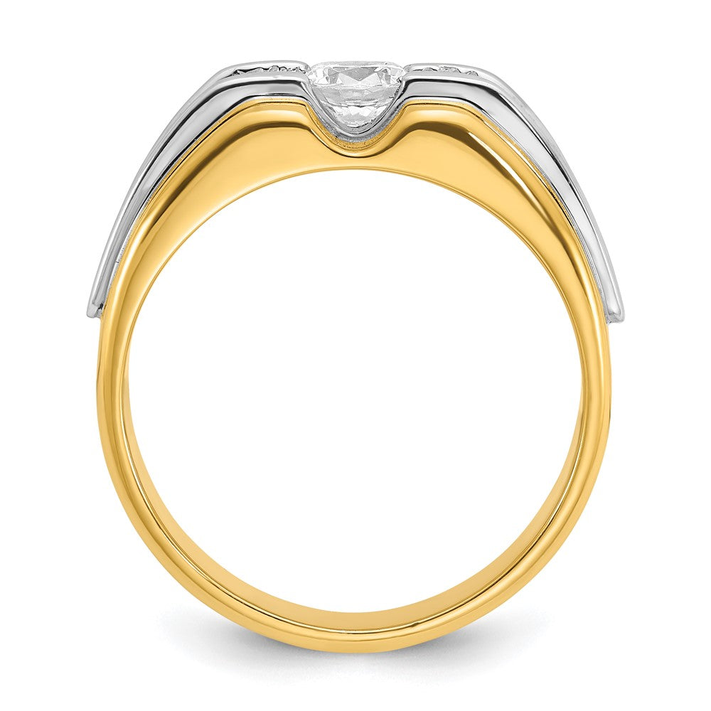 14K Bicolor Gold Herren-Ring mit 0,75 ct. Diamanten, komplett