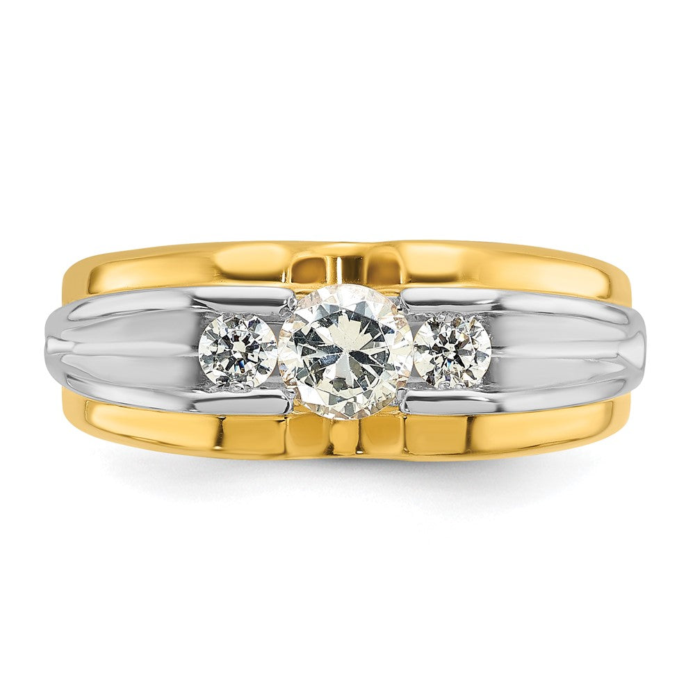 14K Bicolor Gold Herren-Ring mit 0,75 ct. Diamanten, komplett