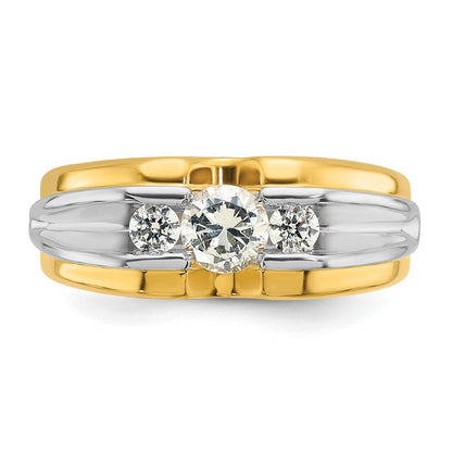 14K Bicolor Gold Herren-Ring mit 0,75 ct. Diamanten, komplett