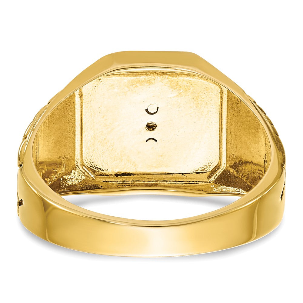 10K Bicolor Ibgoodman Herren Poliert und Strukturiert mit Blau Emaille Diamant Lodge Master Freimaurer Ring