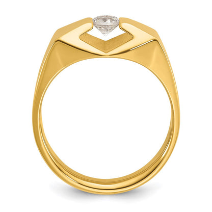 14K Gelbgold Herren-Ring mit 0,33K Diamanten, komplett besetzt