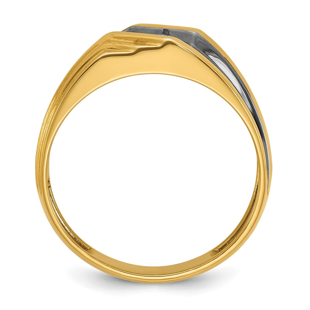 14K Gelbgold mit Schwarzrhodinierung Herren-Diamantring mit 0,17 ct