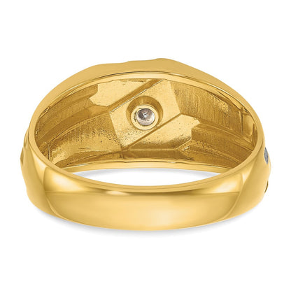14K Gelbgold mit Schwarzrhodinierung Herren-Diamantring mit 0,17 ct