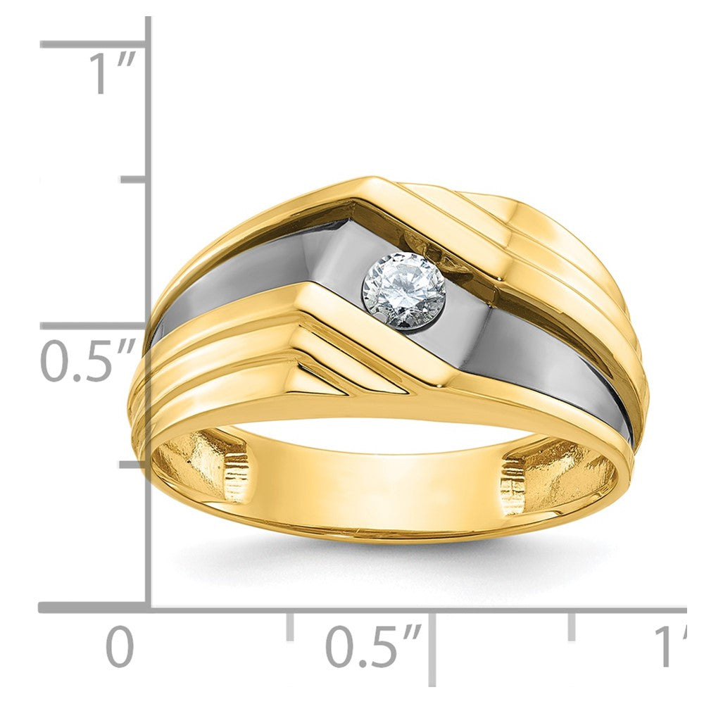 14K Gelbgold mit Schwarzrhodinierung Herren-Diamantring mit 0,17 ct
