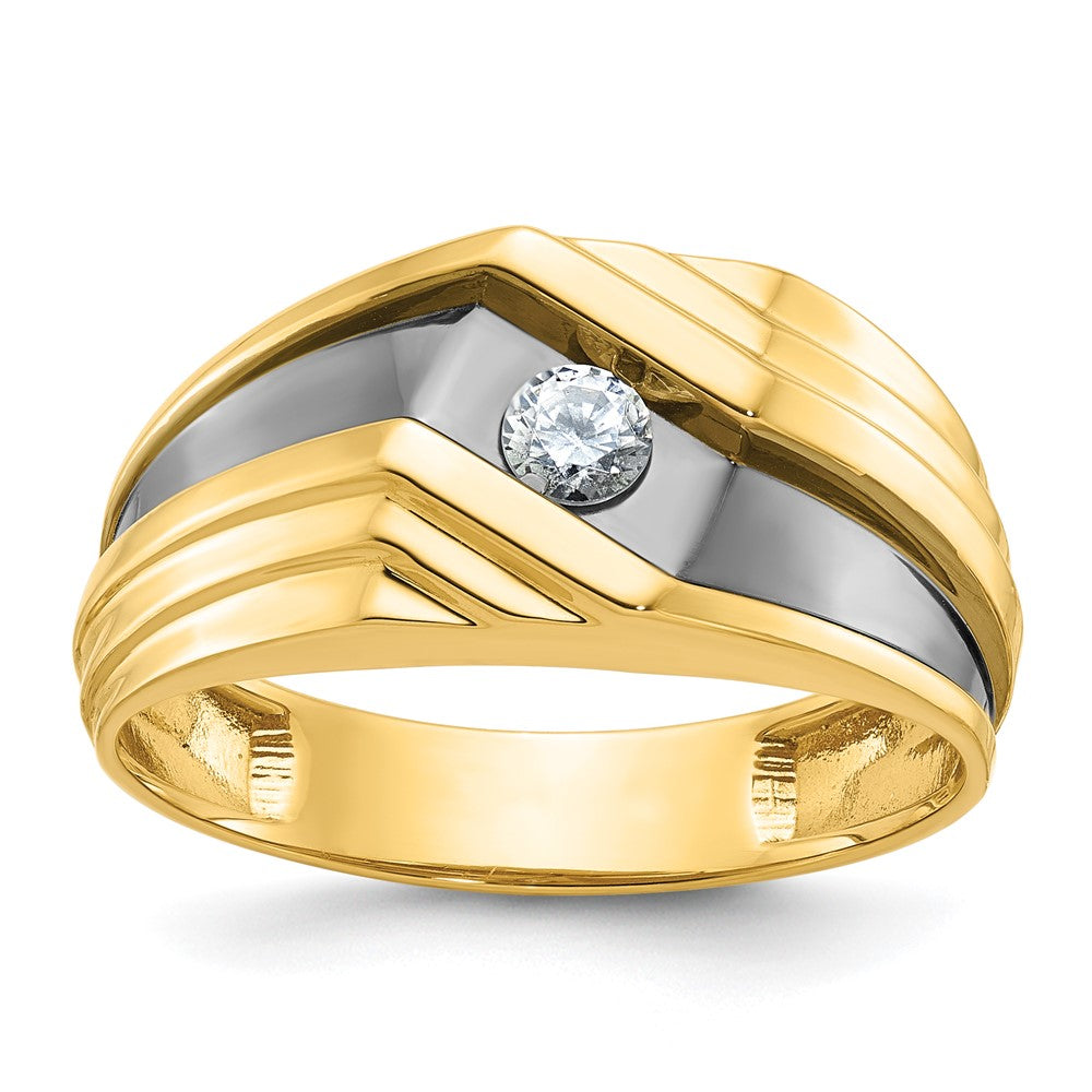 14K Gelbgold mit Schwarzrhodinierung Herren-Diamantring mit 0,17 ct