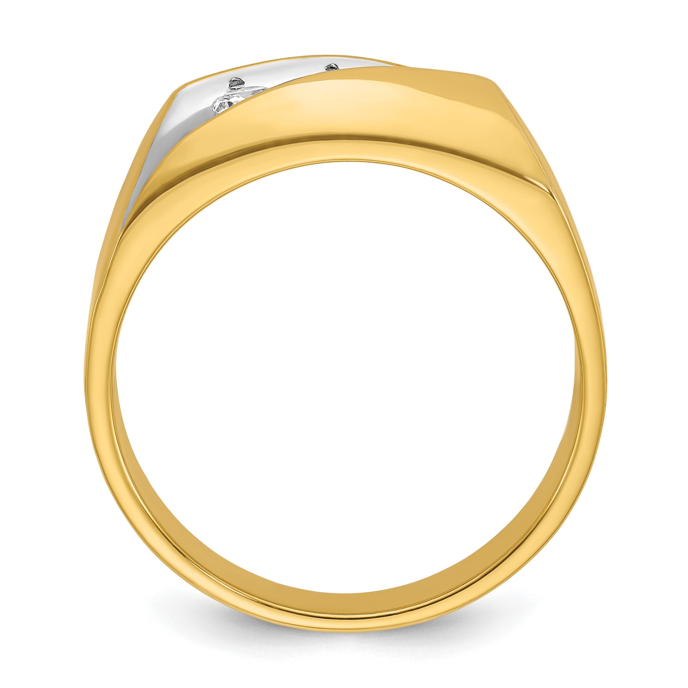 14K Gelbgold und Rhodium mit Weißrhodium Herren-Diamantring, 0,33K, komplett besetzt