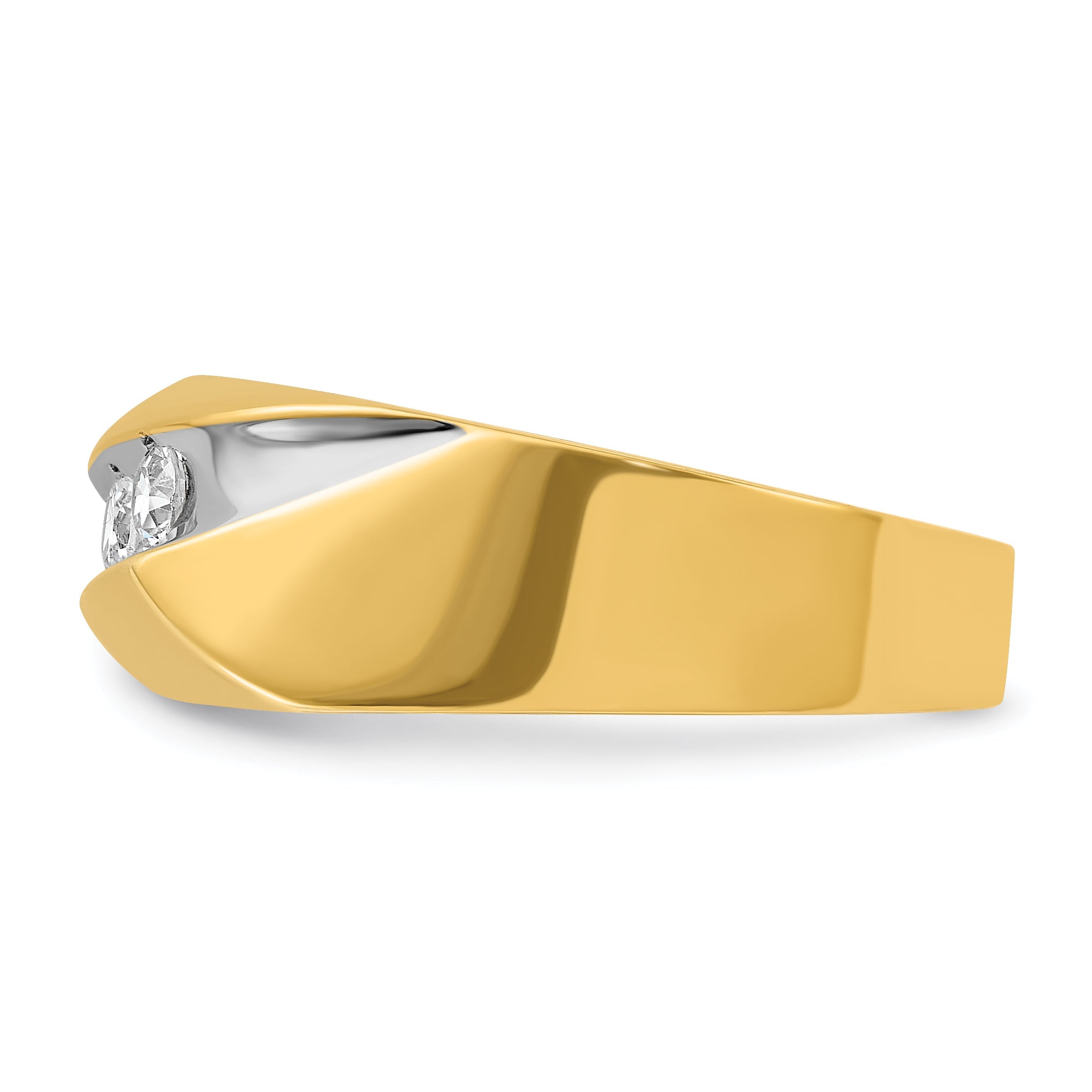 14K Gelbgold und Rhodium mit Weißrhodium Herren-Diamantring, 0,33K, komplett besetzt