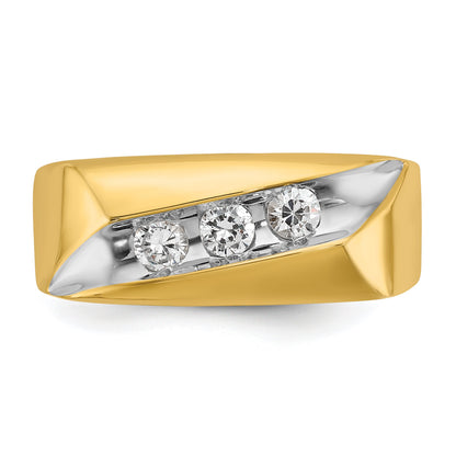 14K Gelbgold und Rhodium mit Weißrhodium Herren-Diamantring, 0,33K, komplett besetzt