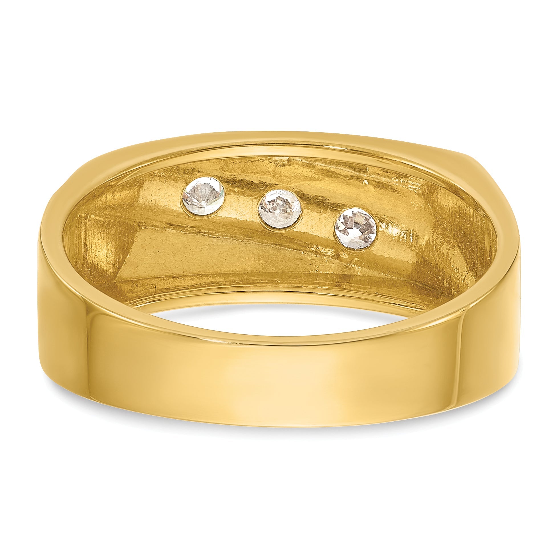 14K Gelbgold und Rhodium mit Weißrhodium Herren-Diamantring, 0,33K, komplett besetzt