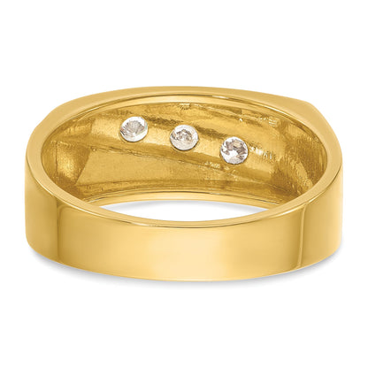 14K Gelbgold und Rhodium mit Weißrhodium Herren-Diamantring, 0,33K, komplett besetzt