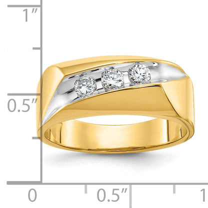 14K Gelbgold und Rhodium mit Weißrhodium Herren-Diamantring, 0,33K, komplett besetzt