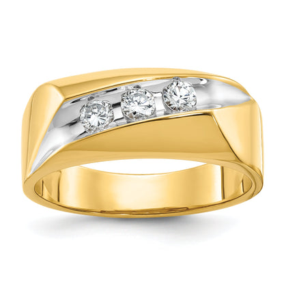 14K Gelbgold und Rhodium mit Weißrhodium Herren-Diamantring, 0,33K, komplett besetzt