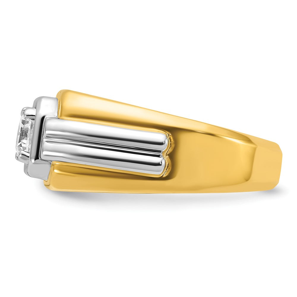 14K Bicolor Ring für Herren mit 1 ct. Labor-Diamant VS/SI+ G+, poliert und mit Rillen