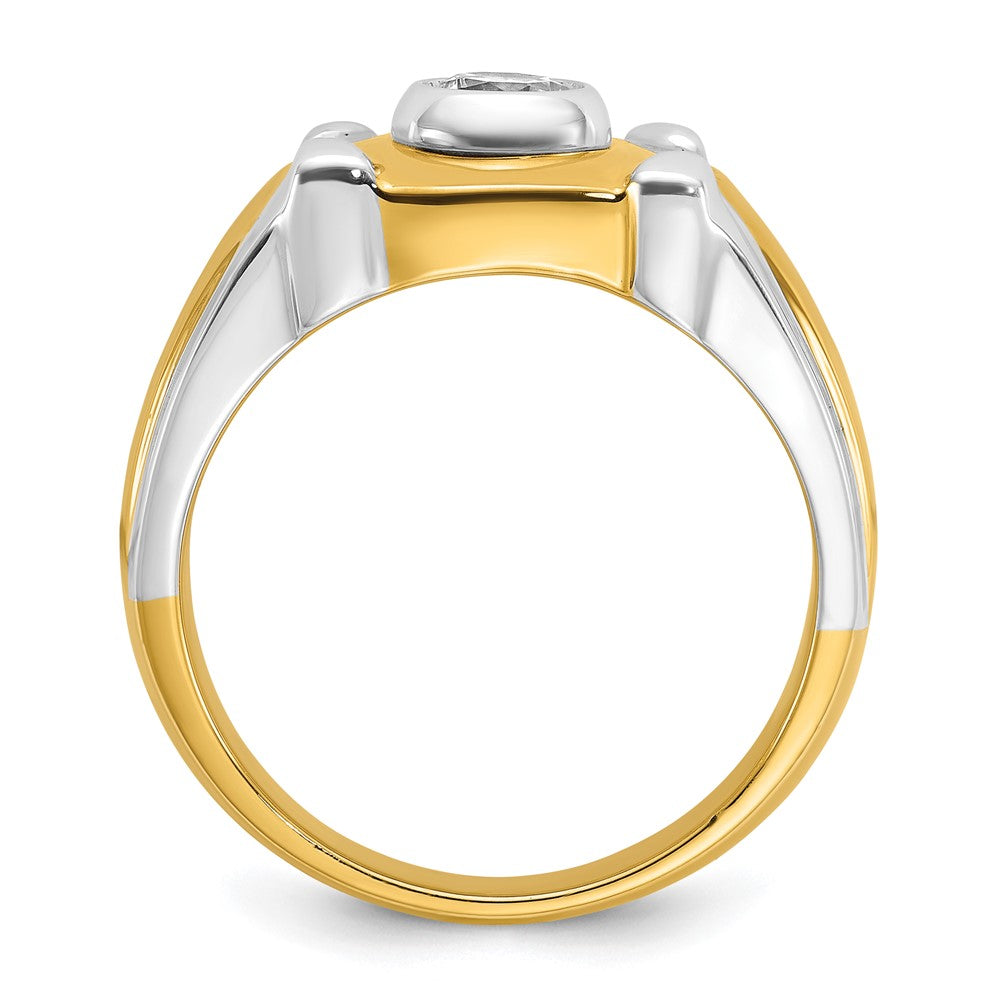 14K Bicolor-Gold Herren-Diamantring mit 0,5K, komplett besetzt