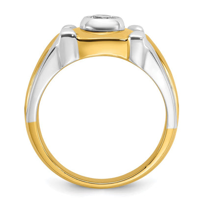 14K Bicolor-Gold Herren-Diamantring mit 0,5K, komplett besetzt