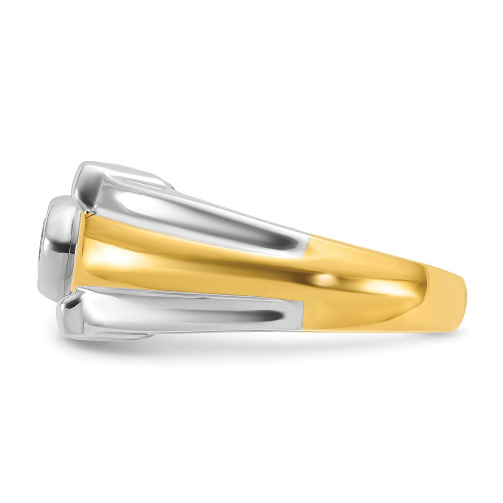 14K Bicolor-Gold Herren-Diamantring mit 0,5K, komplett besetzt