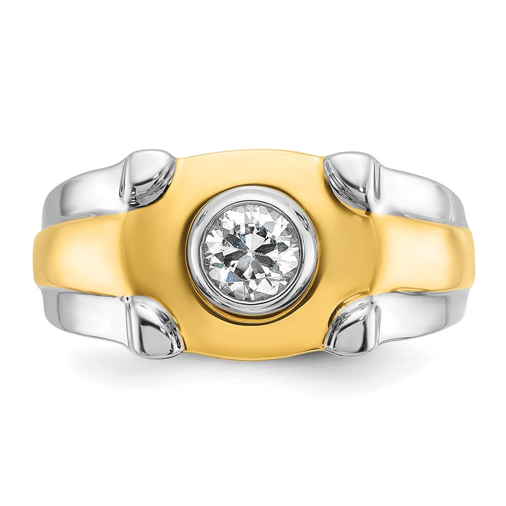 14K Bicolor-Gold Herren-Diamantring mit 0,5K, komplett besetzt