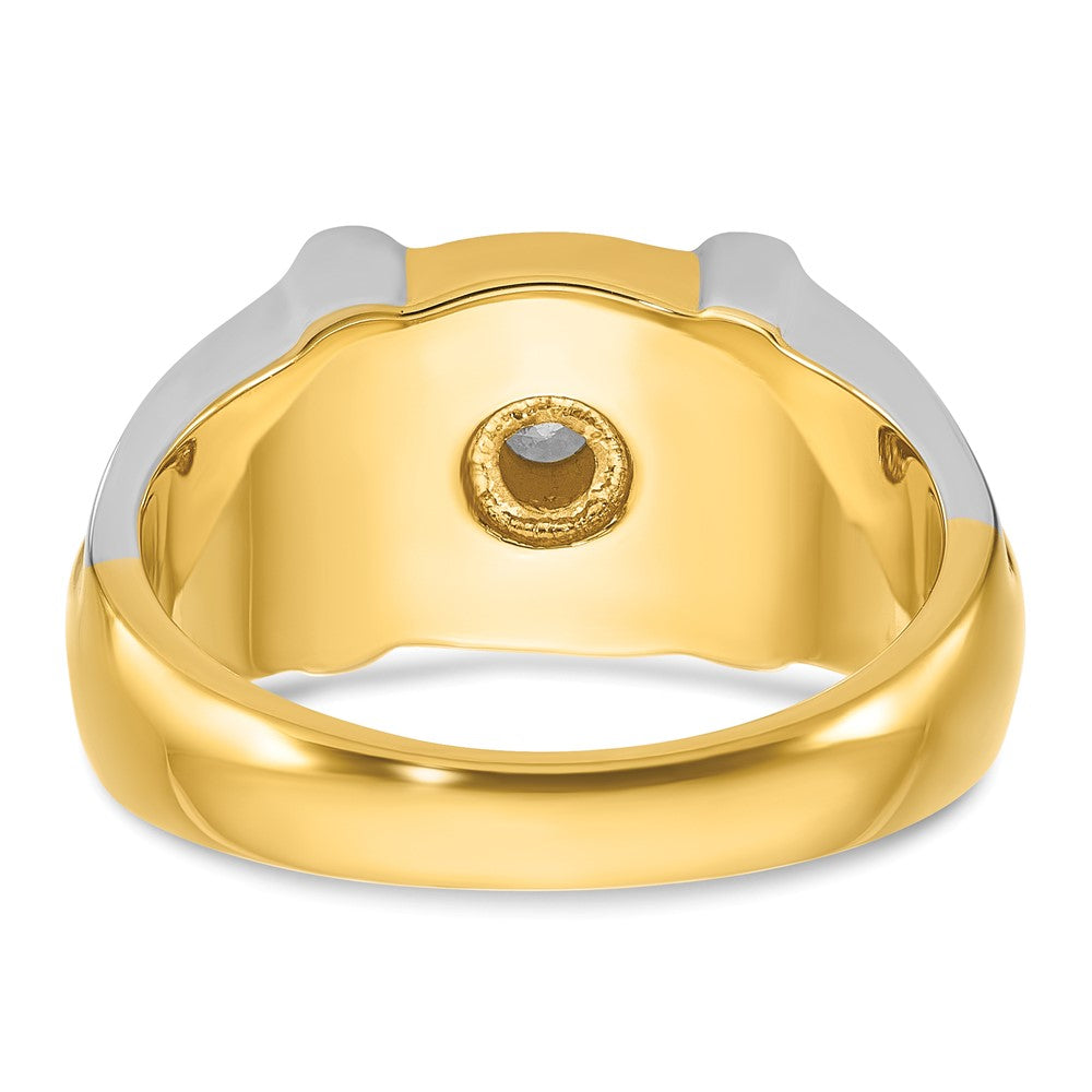 14K Bicolor-Gold Herren-Diamantring mit 0,5K, komplett besetzt
