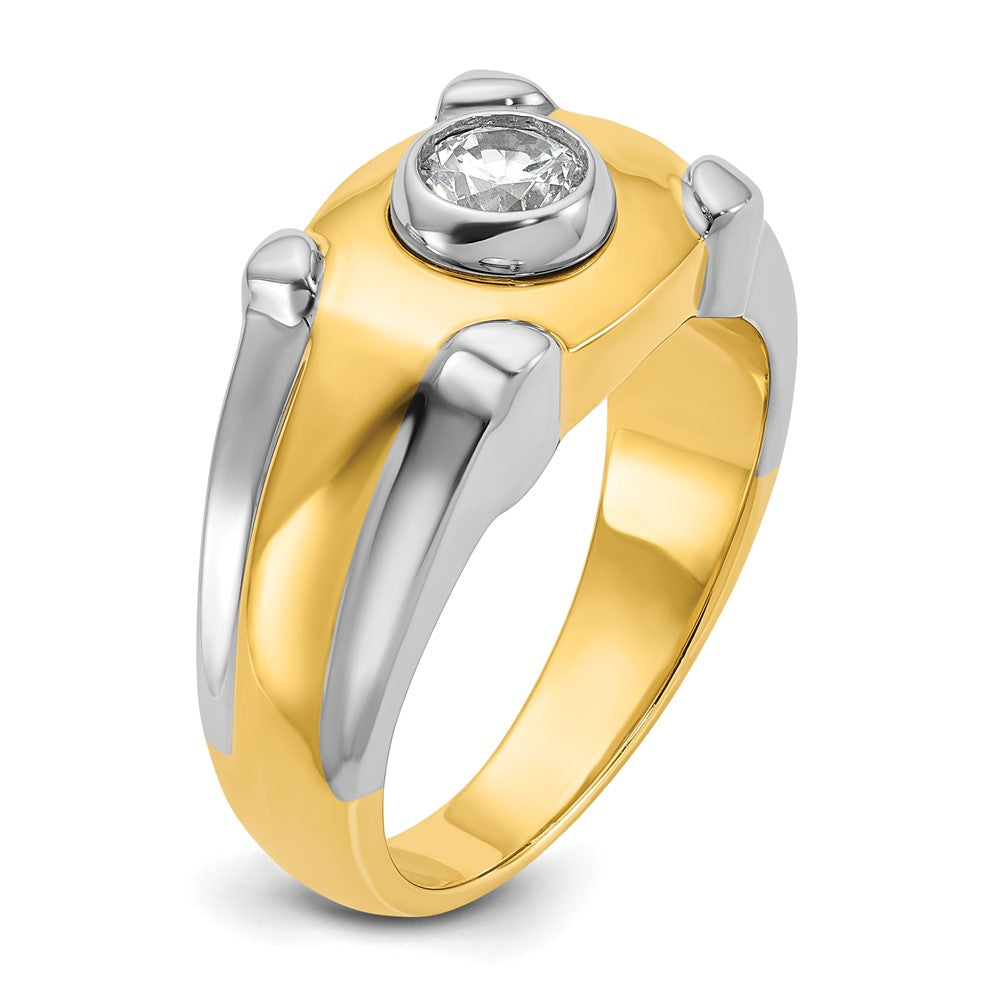 14K Bicolor-Gold Herren-Diamantring mit 0,5K, komplett besetzt