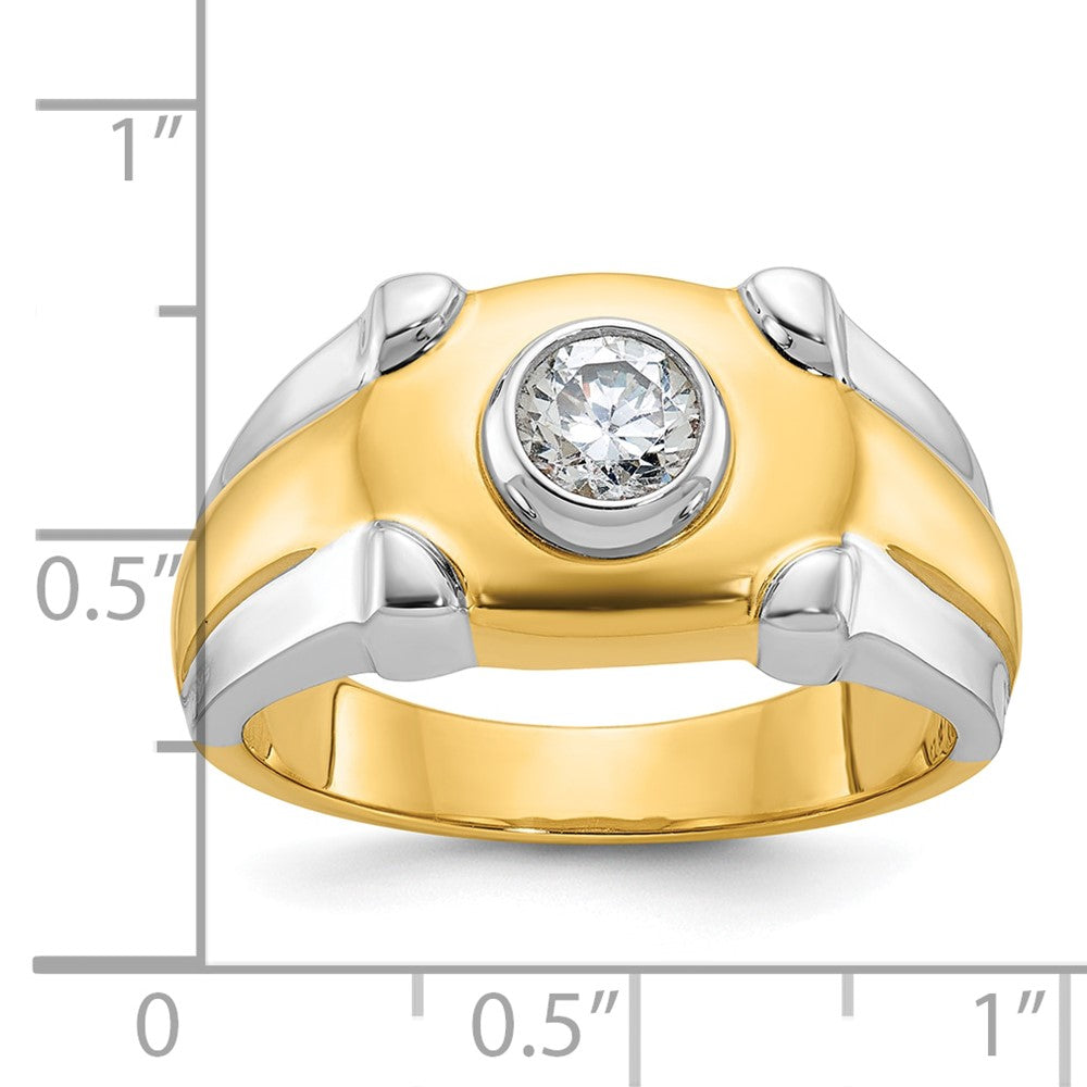 14K Bicolor-Gold Herren-Diamantring mit 0,5K, komplett besetzt