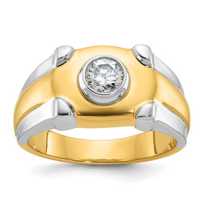 14K Bicolor-Gold Herren-Diamantring mit 0,5K, komplett besetzt