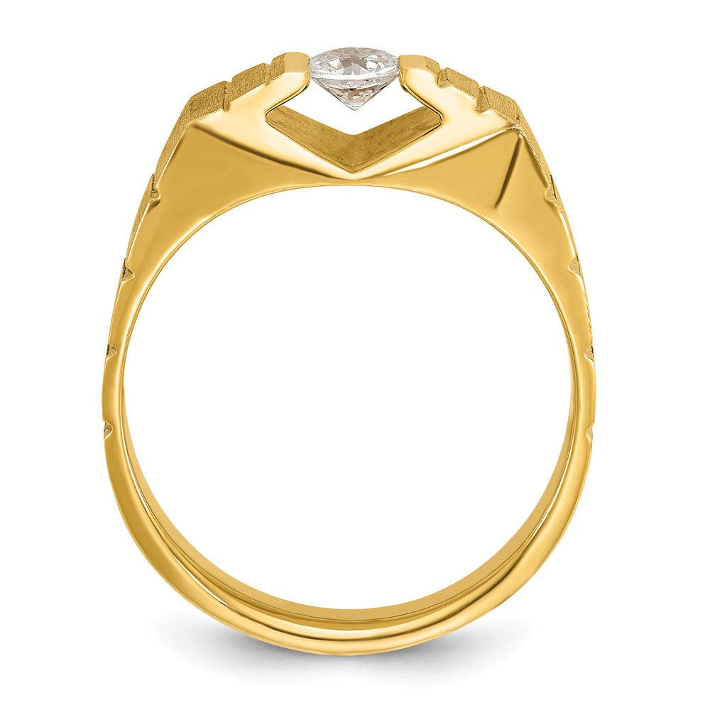 14K Gelbgold Herrenring mit 0,33 ct. im Labor gezüchteten Diamanten VS/SI+ G+, poliert und satiniert