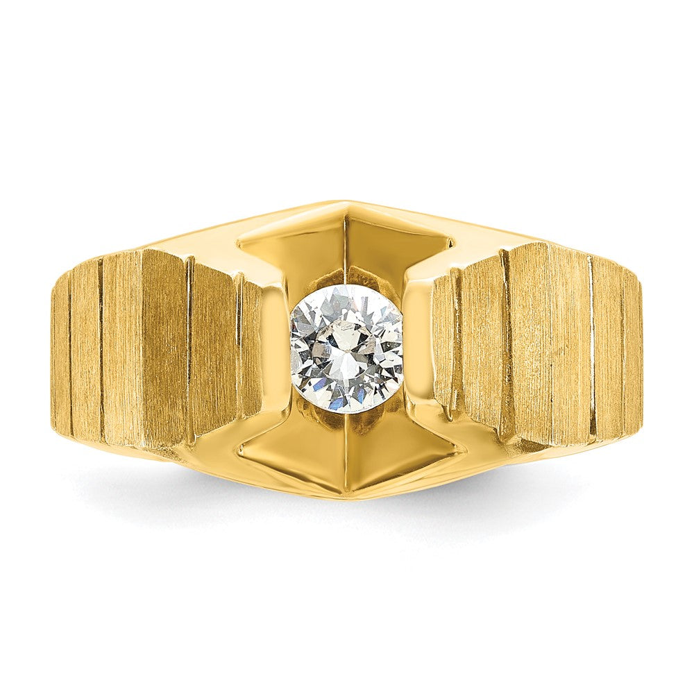 14K Gelbgold Herrenring mit 0,33 ct. im Labor gezüchteten Diamanten VS/SI+ G+, poliert und satiniert
