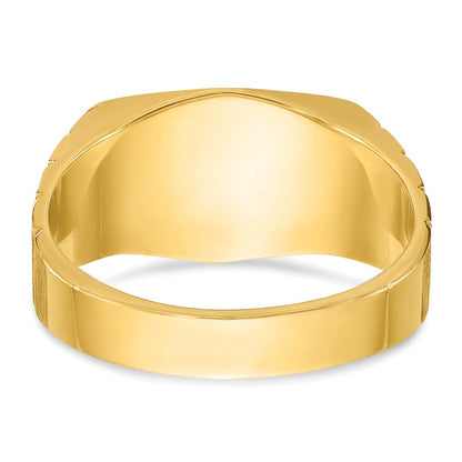 14K Gelbgold Herren-Ring, poliert und satiniert, mit 0,33K Diamant komplett besetzt