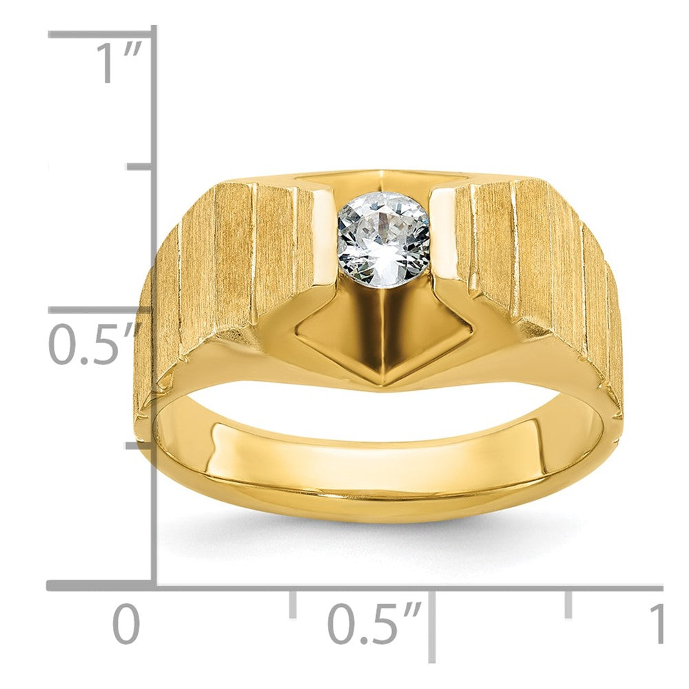 14K Gelbgold Herren-Ring, poliert und satiniert, mit 0,33K Diamant komplett besetzt