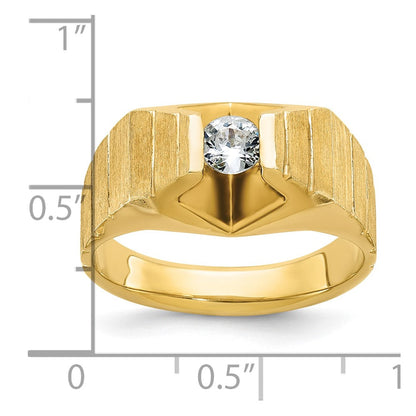 14K Gelbgold Herren-Ring, poliert und satiniert, mit 0,33K Diamant komplett besetzt