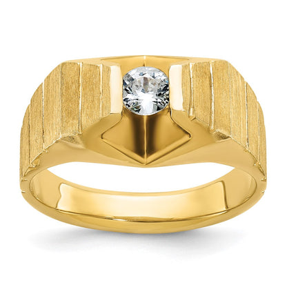 14K Gelbgold Herren-Ring, poliert und satiniert, mit 0,33K Diamant komplett besetzt