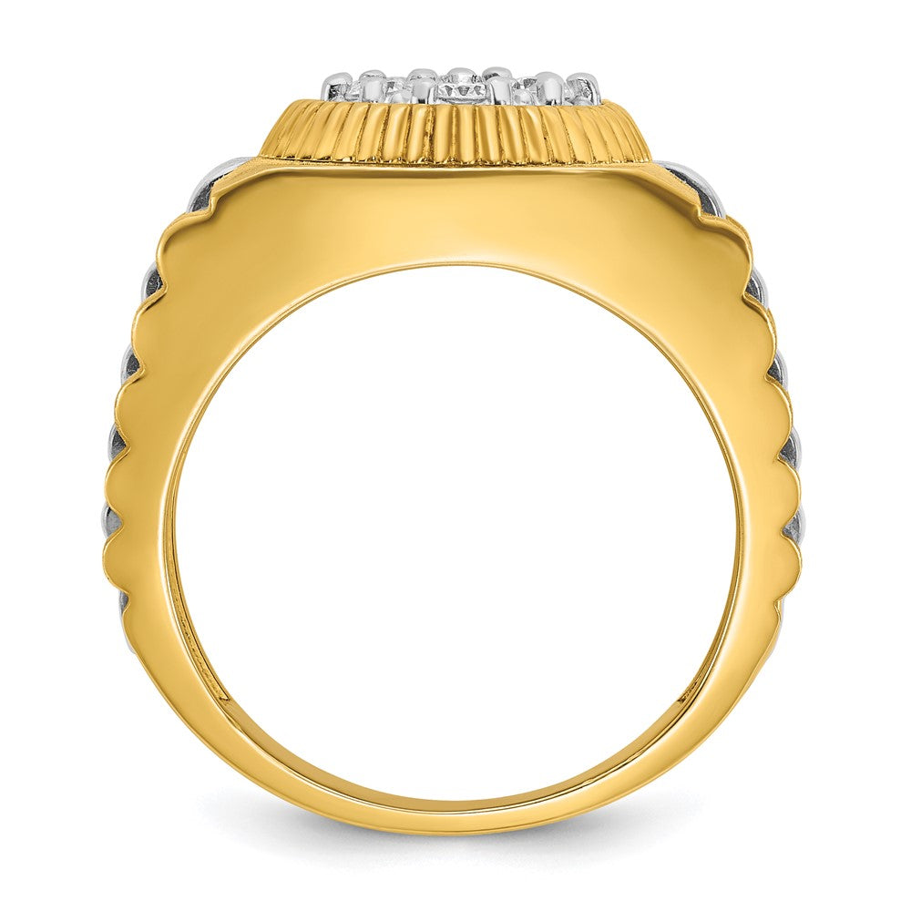 14K Bicolor-Gold Herren-Ring mit 0,5K Diamanten, komplett besetzt