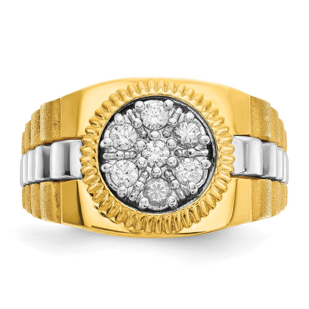 14K Bicolor-Gold Herren-Ring mit 0,5K Diamanten, komplett besetzt