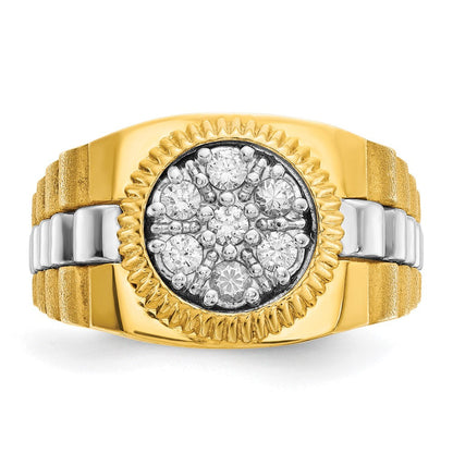 14K Bicolor-Gold Herren-Ring mit 0,5K Diamanten, komplett besetzt